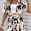 Holidaya Women'S Printed Open Front Shirt And Shorts Set