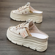 Women's Shoes 2024 Summer Hollow Out Thick Sole Plus Size Platform Sequin Casual Outdoor Sports Shoes