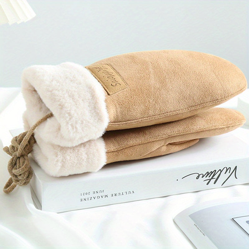 1 set of warm and thick sling gloves, cold mittens, can be used for cycling wind hanging neck bag
