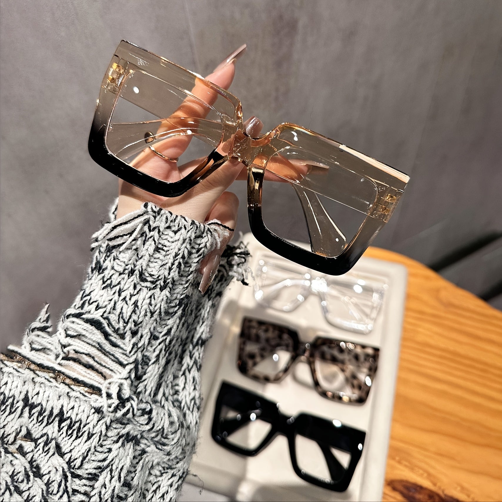 4pcs Women Geometric Vintage Clear Glasses set for Casual Activities Women's Gift Daily Life Office Reading Decoration
