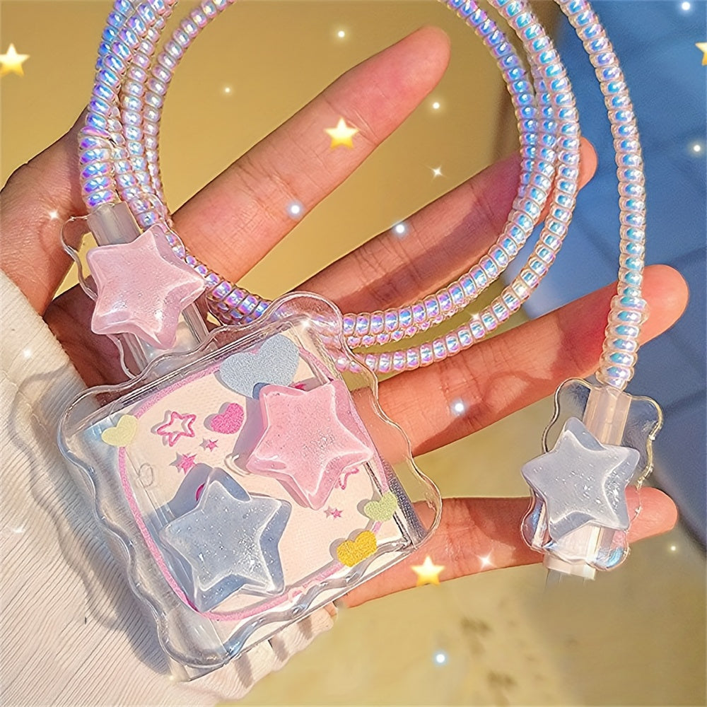 [1pc Butterfly Laser Cable Protector] 1pc Wave Design TPU Cable Protector, Compatible with iPhone Charger, USB Wire Cord Saver, No Battery, No Electronic Parts - Decorative Butterfly Laser Pattern