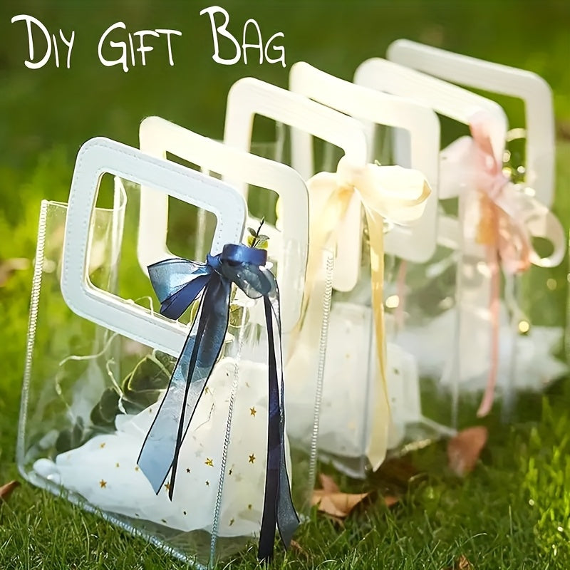 15pcs Heavy-Duty Clear PVC Gift Bags with Handles - Reusable, Ideal for Bridal Showers, Teen Parties, Weddings & Shopping, Party Essentials|Transparent Gift Bags|Durable Gift Bags