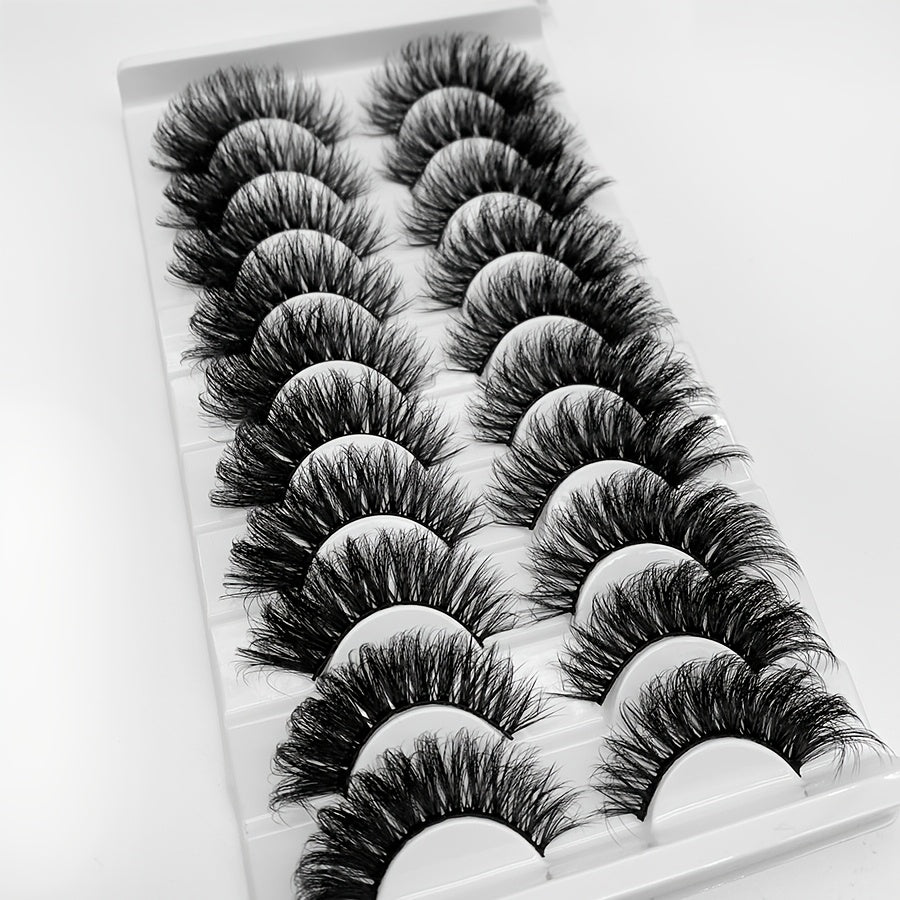 30 Pairs of Slender Imitation Mink Eyelashes, Fluffy Handmade False Eyelash Strips, Natural and Beautiful Softness, Super Soft Stem D Curve, 10-Pair Pack Luxury Cat Eye Lashes Best Gift for Halloween, Valentine's Day Birthday