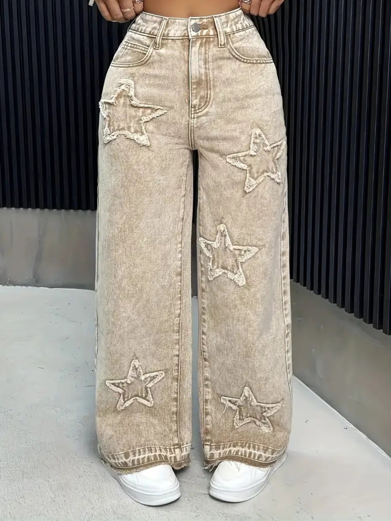 Women'S Straight Ankle Jeans, High Waisted Wide Leg Denim Pants For Women, Stretchy Ladies Pull-On Bottom Jeans, Ripped Comfort Loose Fit