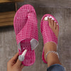 Women's Metallic Slide Sandals, Casual Loop Toe Flat Summer Shoes, Lightweight Slide Sandals
