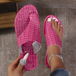 Women's Metallic Slide Sandals, Casual Loop Toe Flat Summer Shoes, Lightweight Slide Sandals