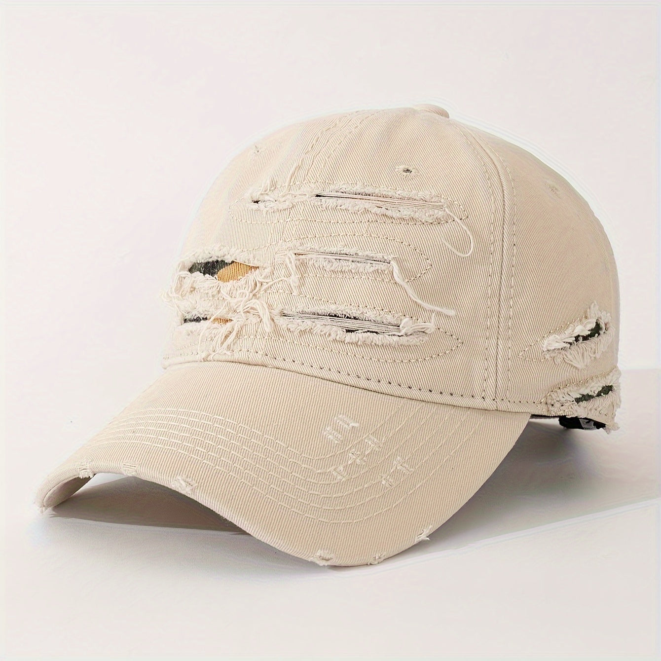 1pc Simple Polyester Baseball Cap, Embroidered Patches, Hole, Washed, Lightweight, Non-Stretch, Hand Wash or Professional Dry Clean, Solid Color, Spring Festival Valentine'S Day Gift