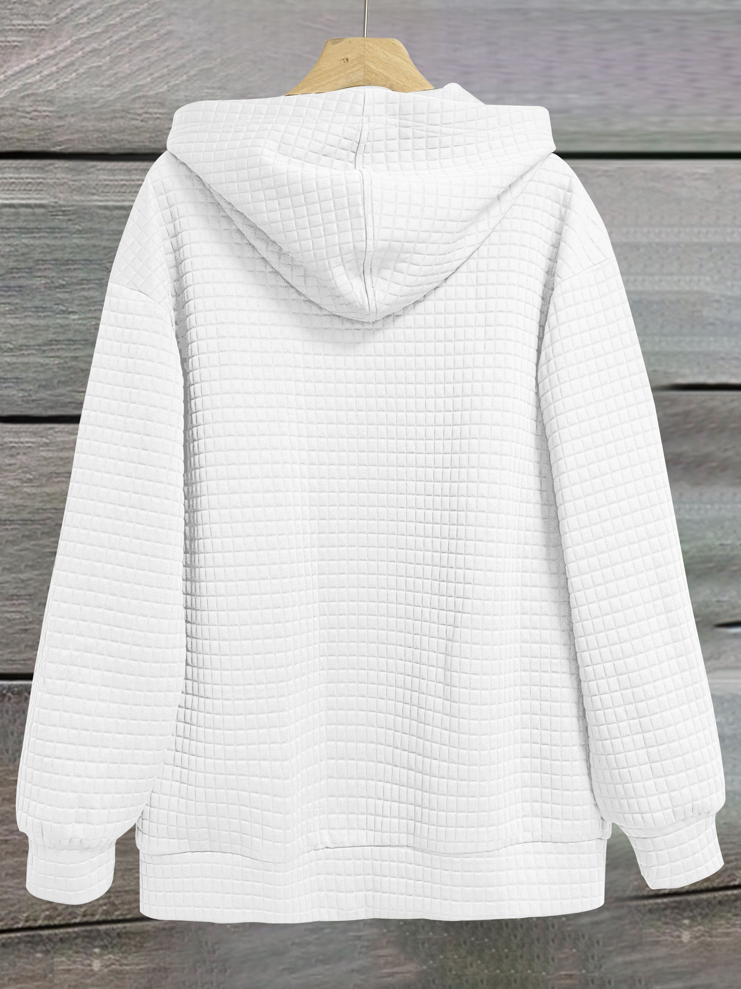 Women's Elegant Letter Print Hoodie - Long Sleeve Kangaroo Pocket Pullover, Soft White Fleece-Lined Winter Sweatshirt, Machine Washable Casual Top for Autumn & Winter, Sweater Hoodie