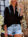 Luxurious Sheer Blouse - Stylish Button-Up, Elegant Long Sleeves - Perfect for a Spring And Autumn Wardrobe.