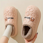 Winter Warm Cozy Waterproof Fleece Lined Slippers - EVA Insulated Home Shoes for Indoor and Outdoor Use, Maternity Slippers for Men and Women