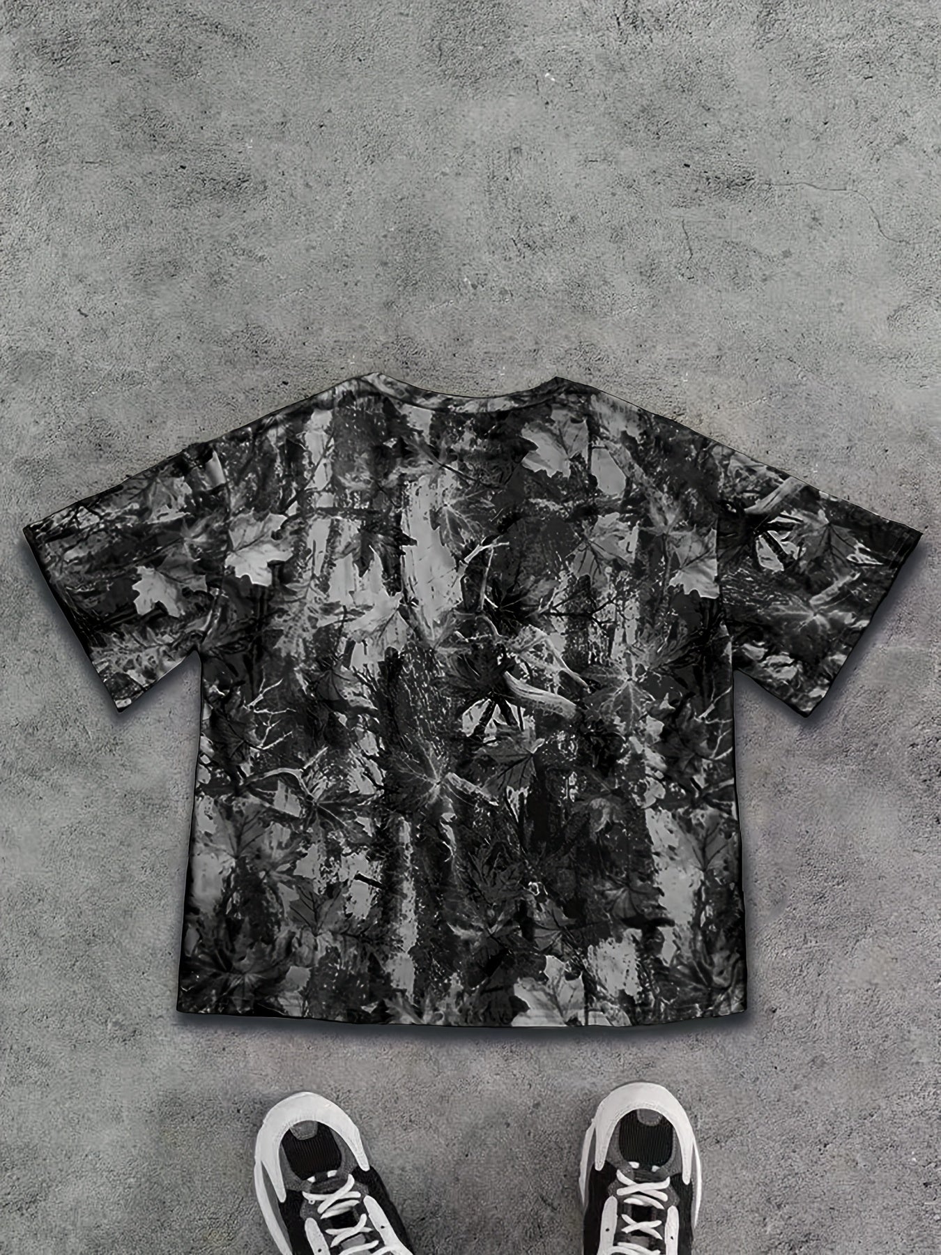 Women'S Casual Loose Fit Camo Print T-Shirt - Short Sleeve, Round Neck, Stretchy Polyester Blend, Purple Camouflage with Rugged White Detail, Perfect for Spring/Summer/Fall