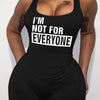 Women'S Black Bodycon Jumpsuit with "I'M NOT FOR EVERYONE" Print - Sexy Square Neck, Short Sleeve, Shorts Design, All-Season Fashion, Adult Size, Adult Fashion Jumpsuit | Bold Statement Jumpsuit | Comfortable Jumpsuit