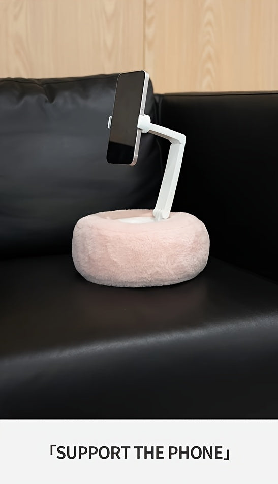 Mini Pillow Phone Holder, Slim and Skin-friendly Plush, Soft Fabric, Multi-angle Adjustable Viewing Angle, Small Size, Suitable for Reading in Bed, Watching TV Series, Stretchable Chuck Suitable for Different Sizes of Smartph