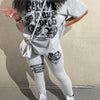 Targeted Hot-Selling Print Women's T-shirt + Long Pants Two-Piece Set