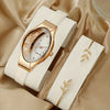 Beautiful wine barrel-shaped watch case alloy ladies quartz wristwatch paired with a leaf bracelet, perfect match and first choice for her gift