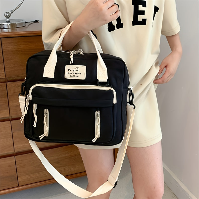 Ins Retro Campus Waterproof School Bag, Cute Girl Multi-function Shoulder Bag, Female Student Adjustable Messenger Bag