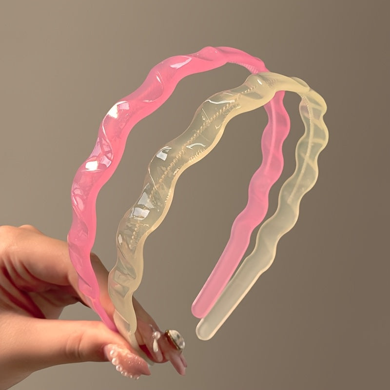 Hairband for Women in Jelly Color, Face Washing, Hair Pressing, Teeth, Waves, Anti-slip Headband, Women's Outing, Versatile Hair Clip, Temperament Headwear