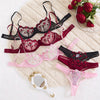 3 Sets Sexy Floral Embroidery Lingerie - Semi Sheer Mesh Cami Bra & Panties Set for Women - Comfortable, Breathable, and Romantic Underwear for Daily Wear