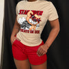 Casual Two-piece Set, Graphic & Letter Print Crew Neck Short Sleeve Top & Shorts Outfits, Women's Clothing