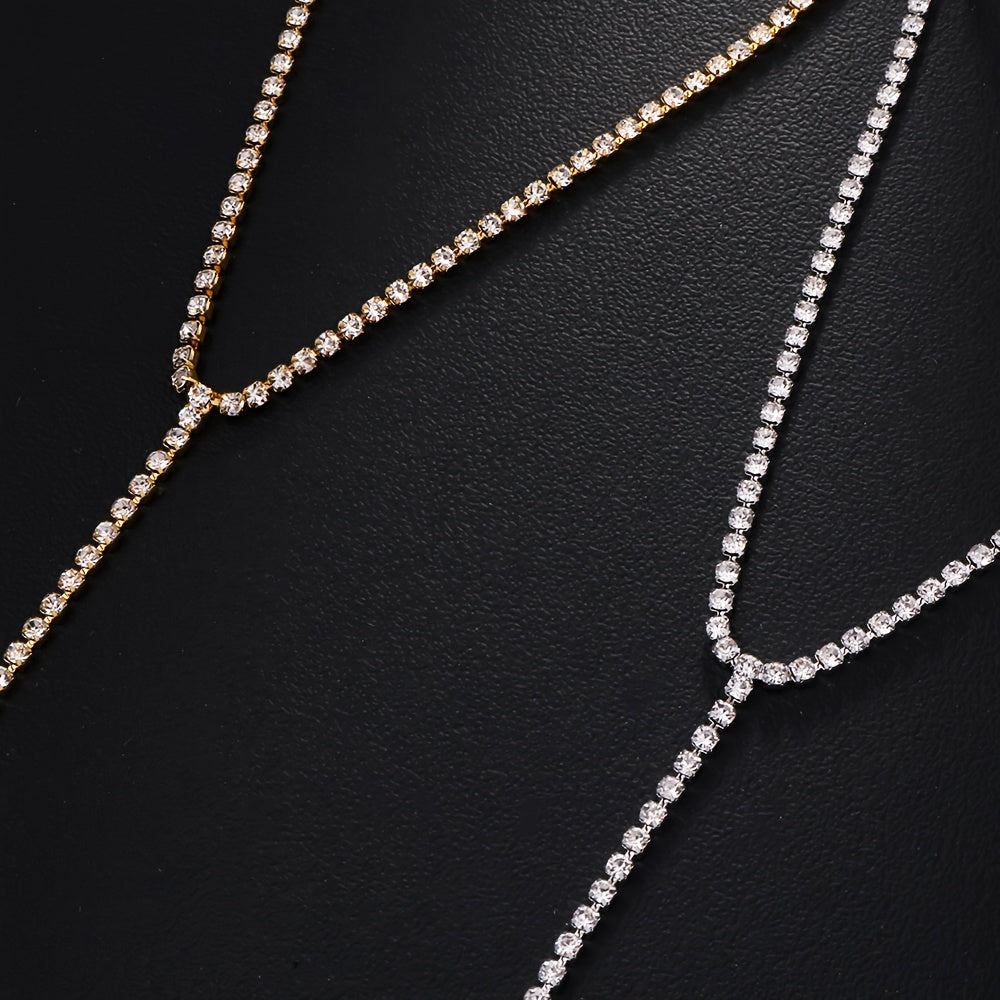 Sparkling Rhinestone Adjustable Thigh Chains, Sexy Elastic Body Chain Leg Rings, Simple Alloy Body Jewelry for Nightclub Party, Valentine'S Day Gift, All-Season Wear