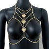 Luxurious Silvery-Plated Rhinestone Heart Body Chain - Sexy Multi-Layer Chest & Neck Jewelry for Women, Perfect for Parties and Bikini Accessories