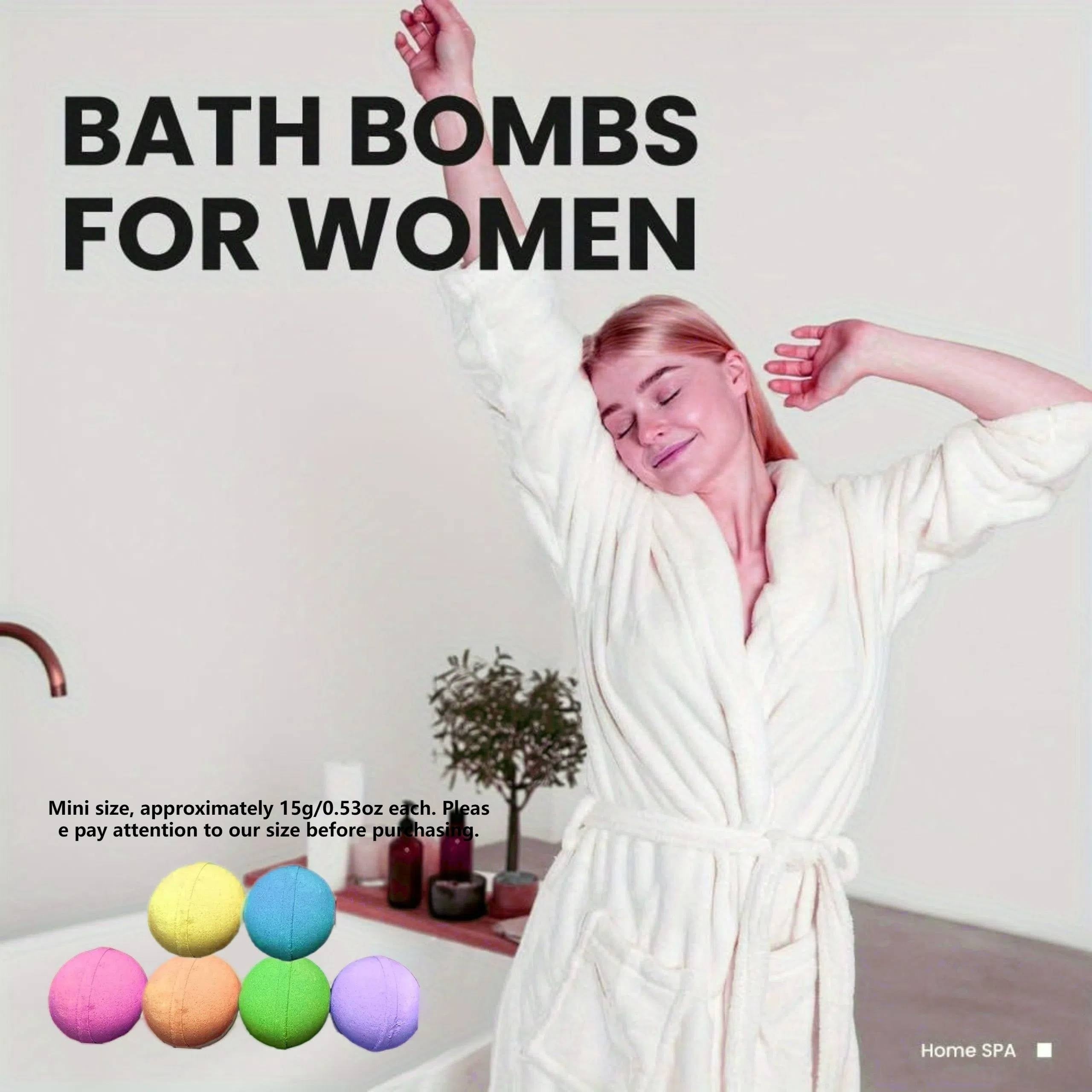 60pcs Mini Bath Bomb Gift Set - 6 Scents, 6 Colors, Perfect for Valentine's, Mother's Day & More - Ideal for Travel & Relaxation