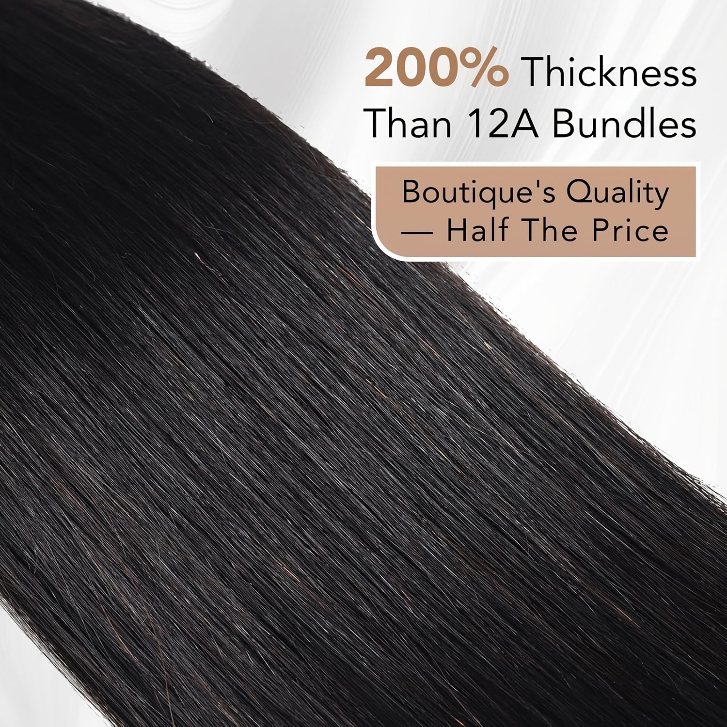 3 Bundles Unisex Brazilian Virgin Straight Hair, 2x6 HD Lace Closure, 100% Unprocessed Human Hair Weave, Unisex-adult