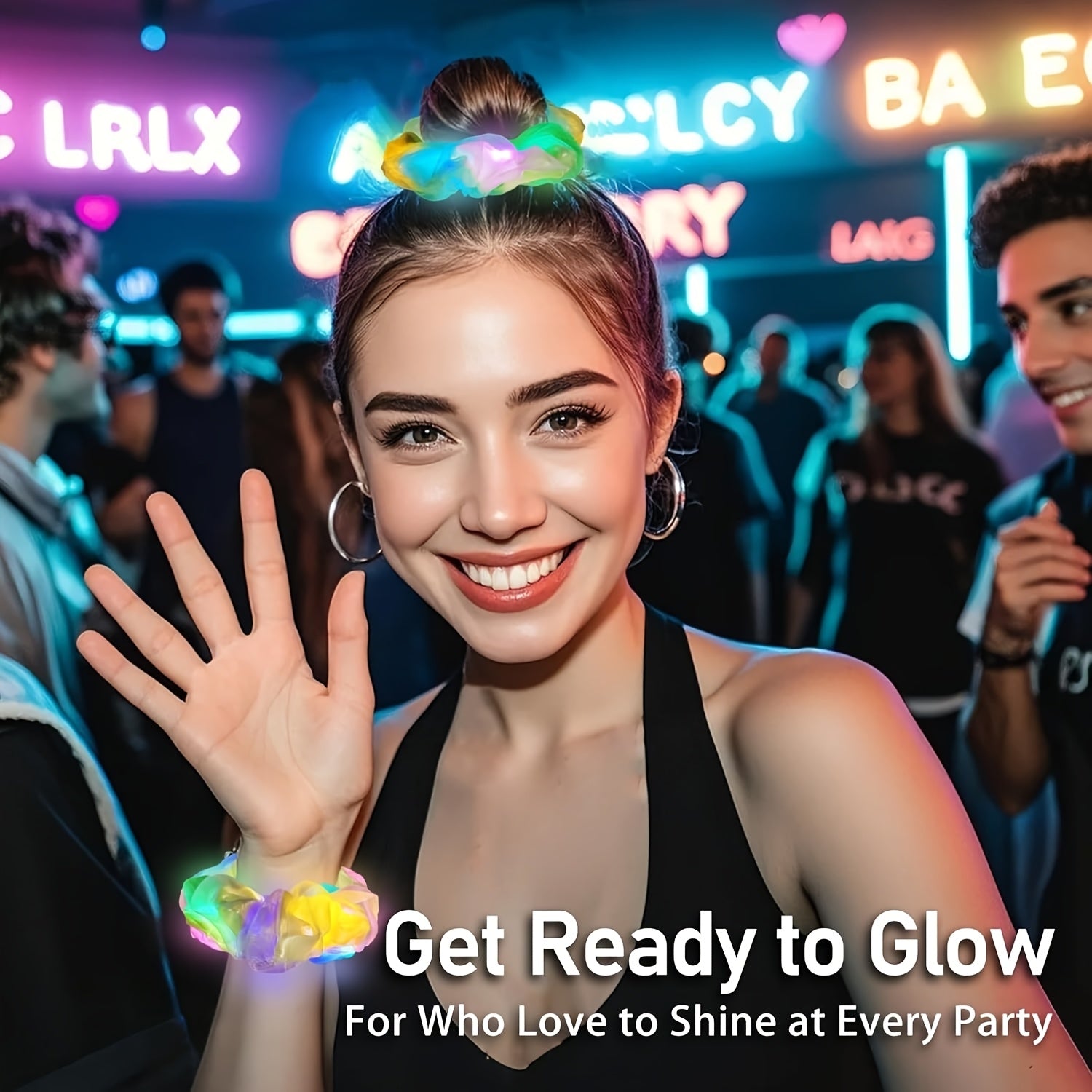 11pcs Colorful LED Luminous Elastic Hair Bands, Christmas And New Year Luminous Elastic Hair Bands with 3 Lighting Modes, Suitable for New Year Parties, Concerts