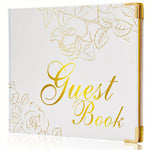 Guest Book 9"x7" Hardcover 120 Page/60 Sheets-Golden Foil Gilded Edgesfor Guests to Sign at a Wedding, Party, Baby or Bridal Shower