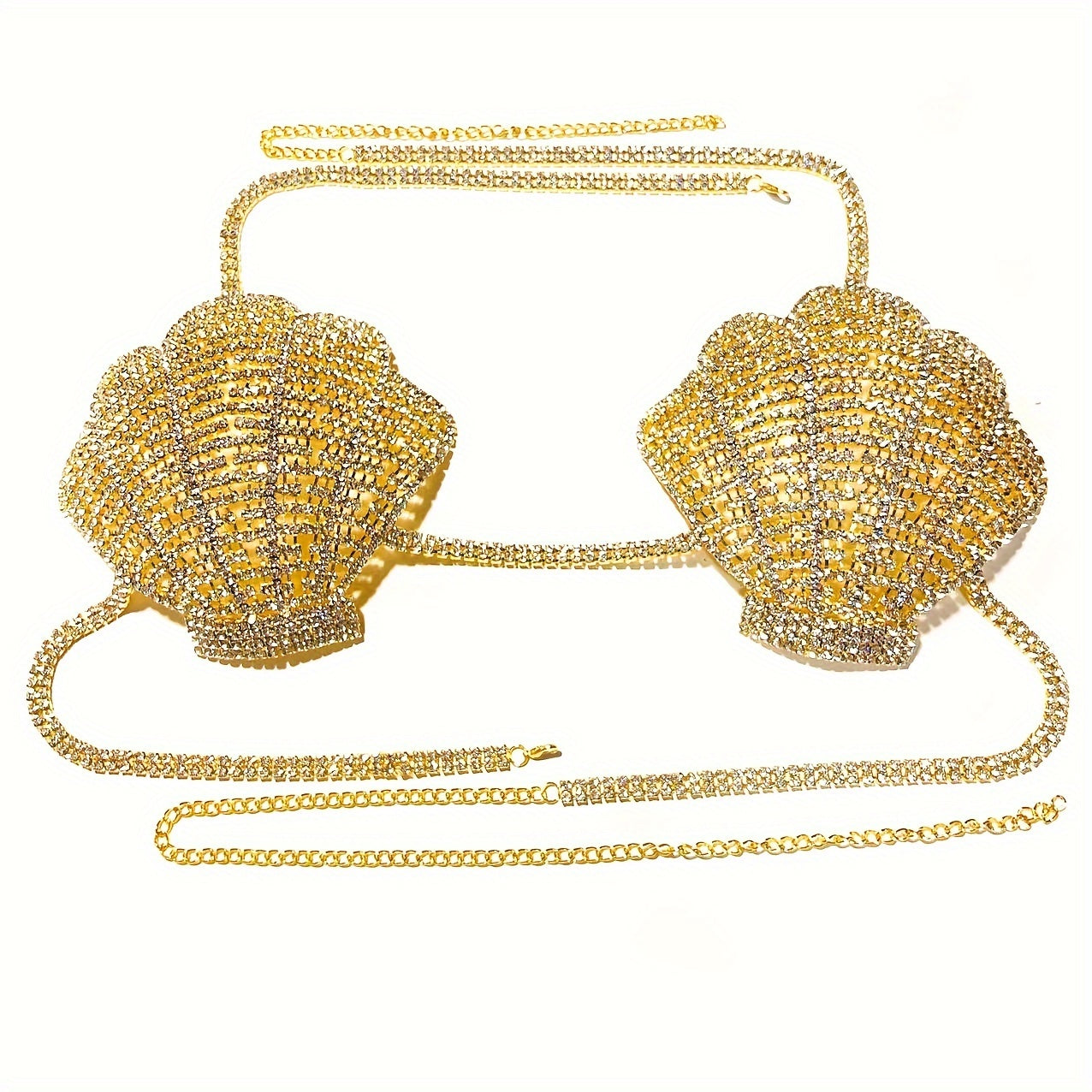 Perfect for Fashionable Ladies: A Dazzling Chest Chain with Rhinestone And A Stunning Hollowed-out Water Diamond Bikini Body Chain, Suitable for Nightclub Accessories