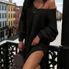 Women's Elegant Sexy Knitted Dress Loose Long Pullover Drop Shoulder Pullover Suitable for Spring And Autumn