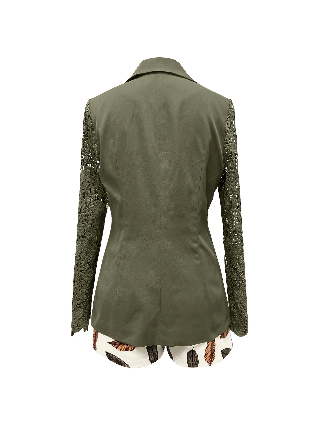 Women's Lace Stitching Long Sleeve Suit Jacket Belt Print Shorts Pants Set