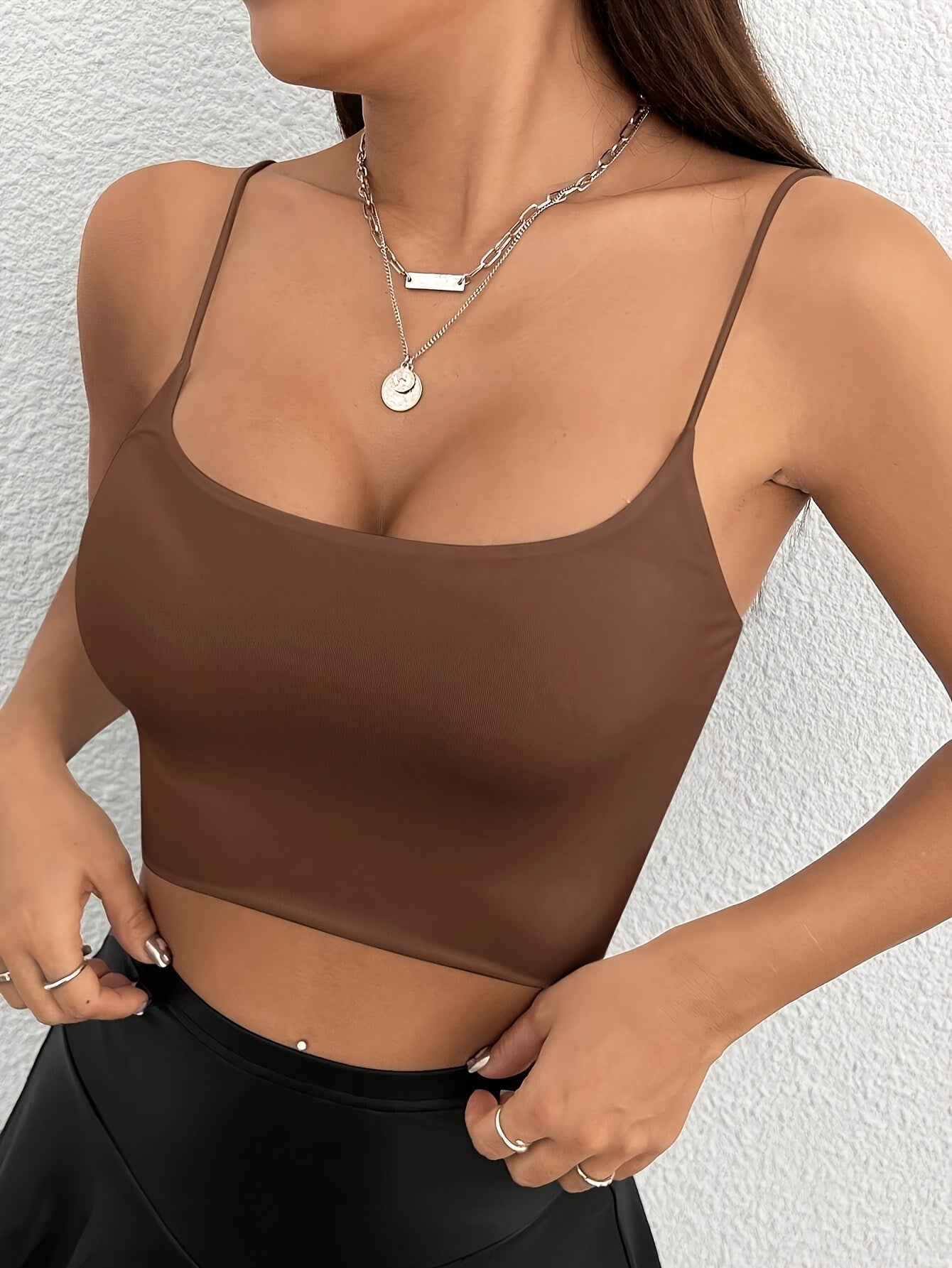 Women's Summer Chic White Crop Cami Top - Sexy Off-Shoulder Sleeveless Spaghetti Strap, Stretch Fit for Casual Outings