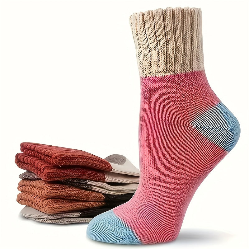 5 Pairs Of Thick Mid Tube Socks For In Winter, Cold Resistant, Warm, And Heat Storage Looped Socks, Soft And Comfortable Floor Socks With Thick Velvet, Outdoor Long Tube