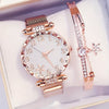 1 Women's Simple Casual Business Versatile College Style Quartz Watch Set + 1 Star Pendant Bracelet