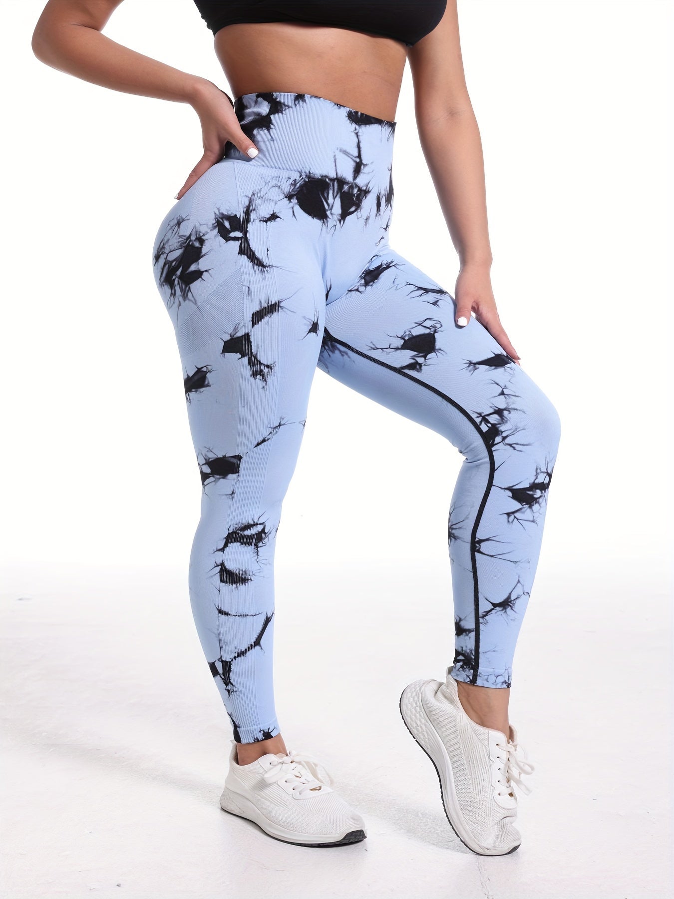 QGU 6 pcs Tie Dye Flared Yoga Leggings - Seamless Flare Leg Sports Pants - Women's Fashionable Tie Dye Slim Flared Long Pants - Made from Breathable Fabric - Suitable for Yoga, Fitness & Everyday Wear - Perfect Gift for Fashi