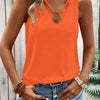 Women's Sexy Ring Detail Tank Top, 100% Polyester Knit Fabric, Crew Neck Sleeveless Solid Color Tee for All Seasons, Allseason Apparel|Stylish Crisscross Top|Glossy Texture