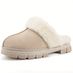 Cozy Fuzzy Slippers for Women - Soft Suede Memory Foam House Shoes with Faux Fur Lining for Indoor Outdoor Comfort - Warm and Plush Winter Slippers