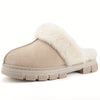 Cozy Fuzzy Slippers for Women - Soft Suede Memory Foam House Shoes with Faux Fur Lining for Indoor Outdoor Comfort - Warm and Plush Winter Slippers