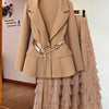 Stylish and charming mesh cake skirt with suit jacket (without belt)