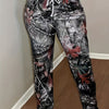 Chic Camo & Branch Print Skinny Pants for Women - Stretchy Polyester Blend, Machine Washable, Sexy High-Waist Design, European And American Style, Slimming