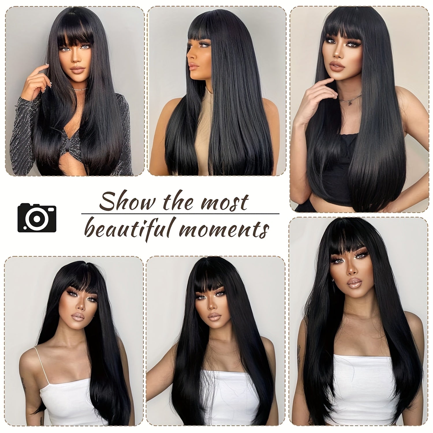 [ Items For The Season Change]Human Hair Wigs With Bangs Ready To GO Glueless Straight Wigs For Beginners Women 100% Brazilian Human Hair