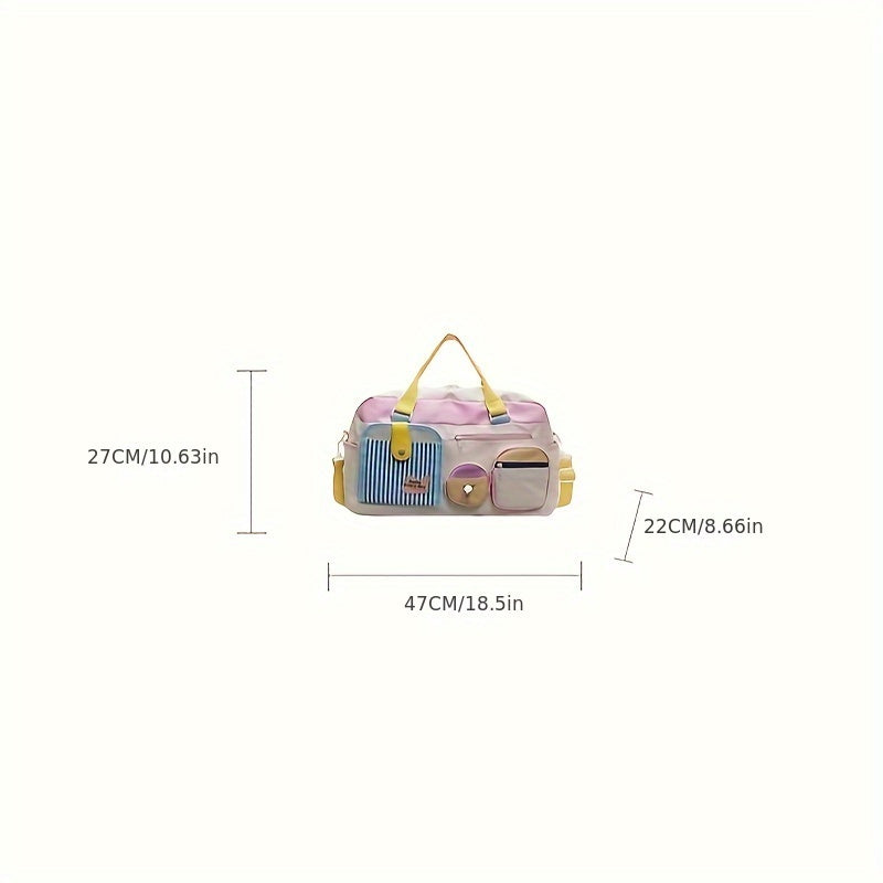 [Casual Travel Bag] Lightweight Dopamine Casual Travel Bag for Women - Gym Yoga Swim Fitness Duffel, Short Trip Business Trip Carry-On, Dry Clean, No Print Design