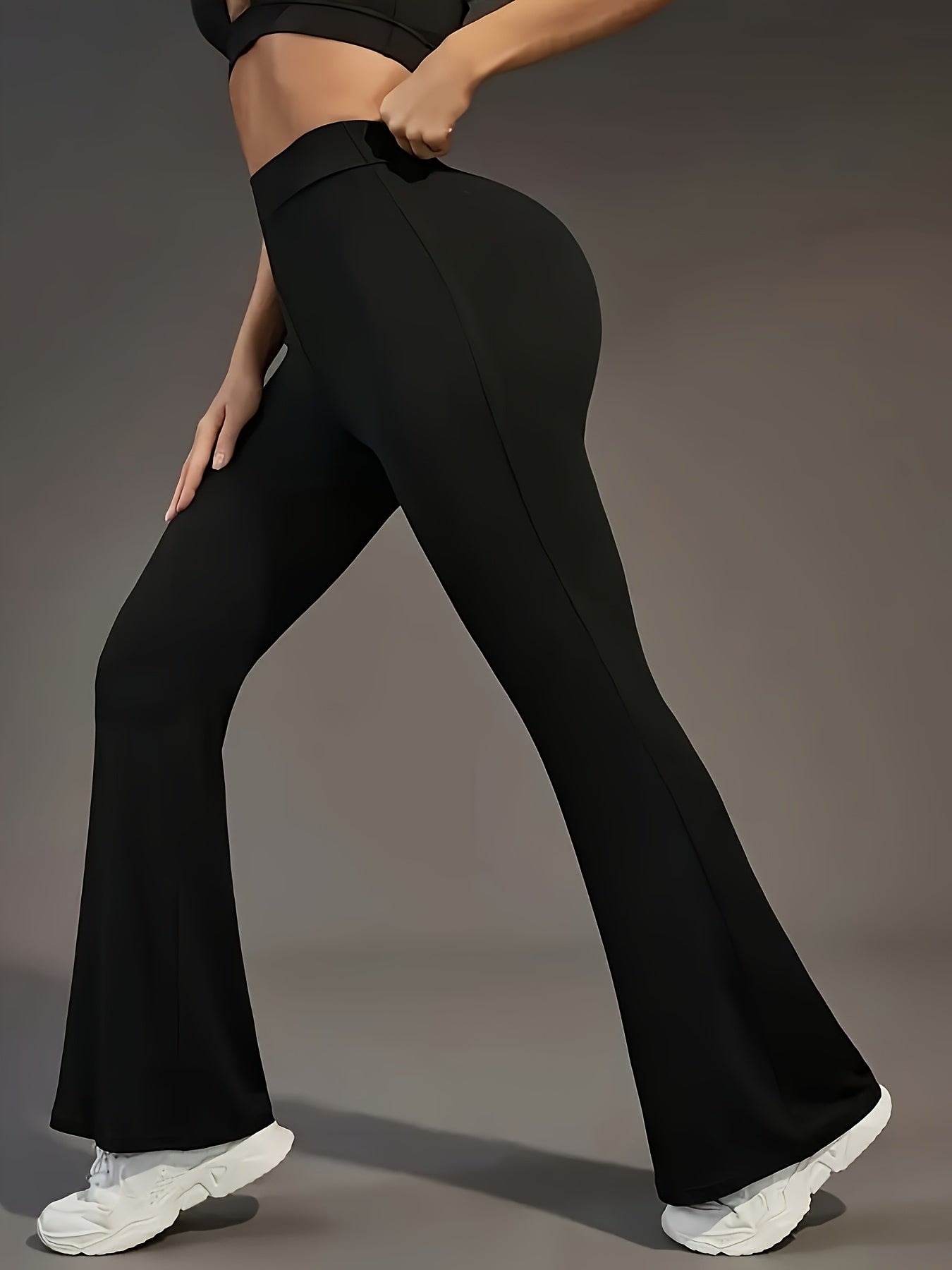 Women'S High-Waisted Flare Yoga Pants - Slimming Bell Bottoms for Tall, Butt-Lifting Design, Casual & Sporty Look, Black, Versatile Clothing | Sporty Look | Medium Stretch Fabric