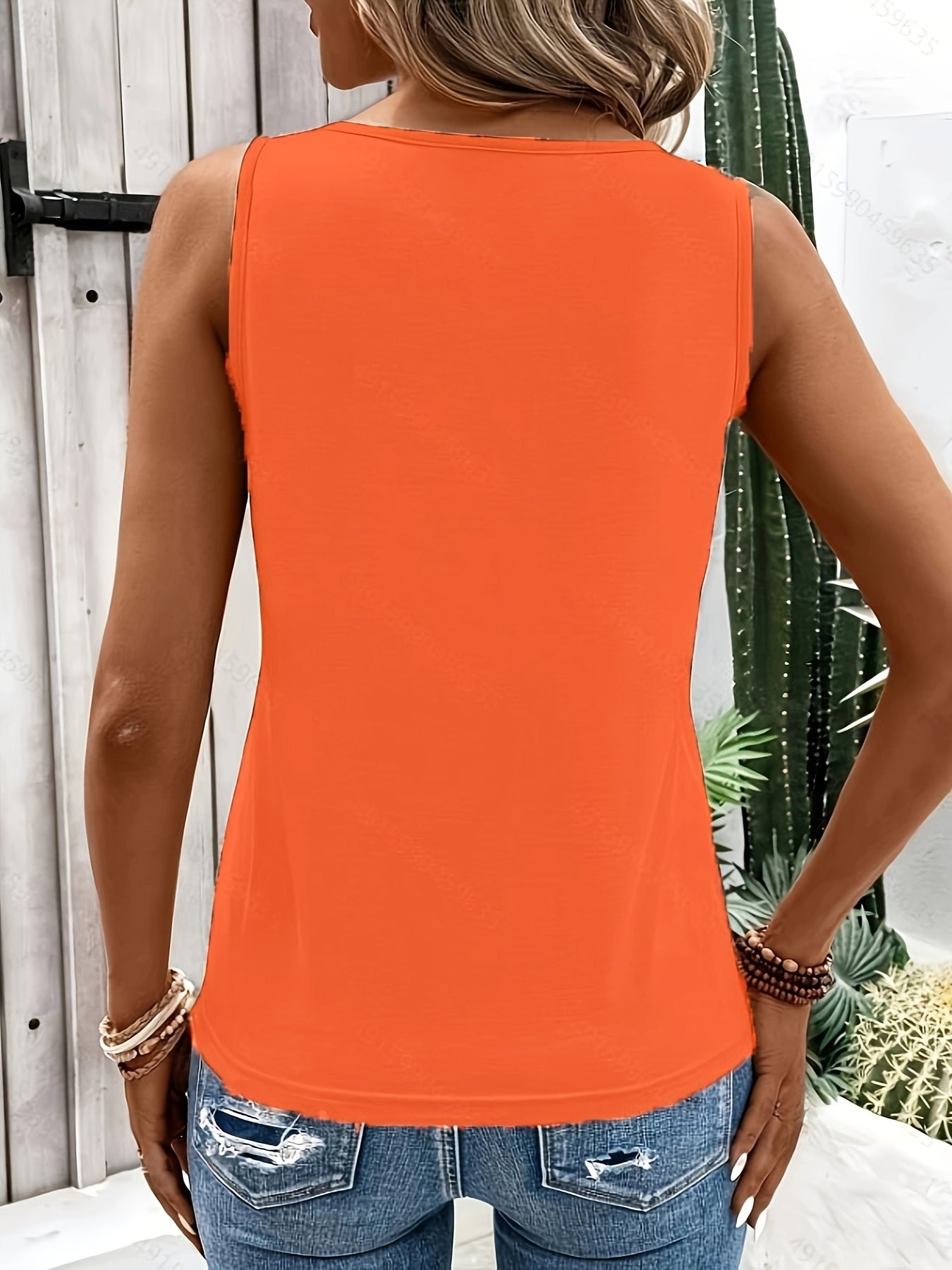 Women's Sexy Ring Detail Tank Top, 100% Polyester Knit Fabric, Crew Neck Sleeveless Solid Color Tee for All Seasons, Allseason Apparel|Stylish Crisscross Top|Glossy Texture