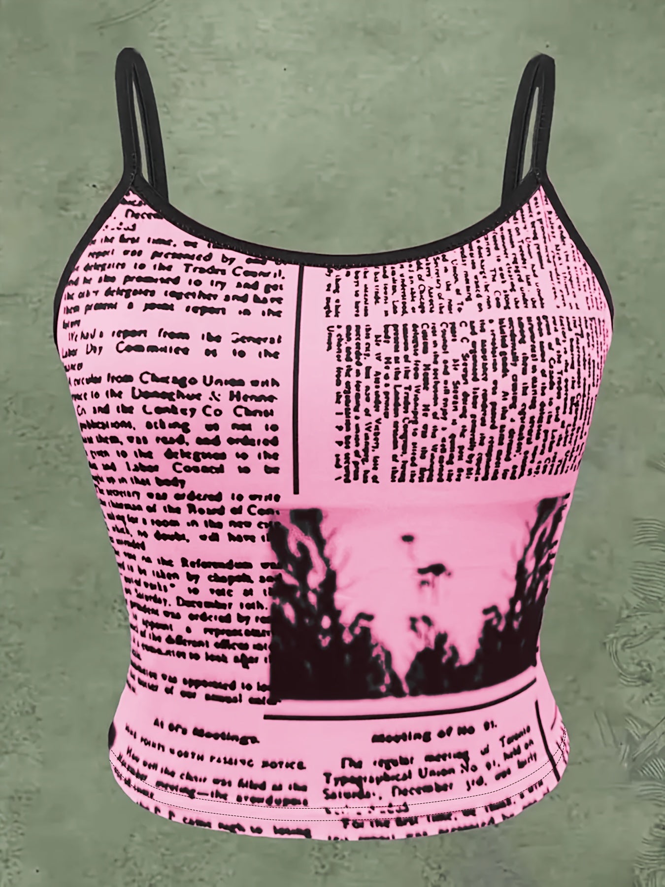 Sleeveless Tank Top with a Directional Letter Monster Print
