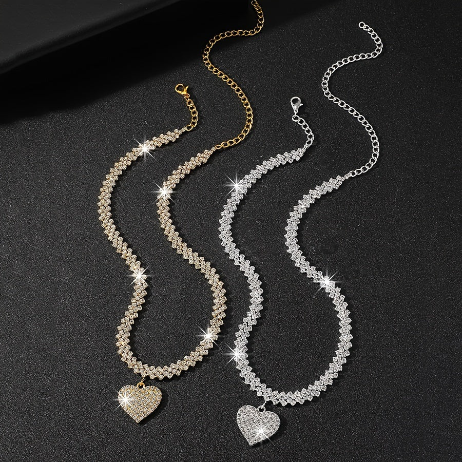Luxurious Water Crystal Heart Pendant Necklace - Perfect for Everyday Wear