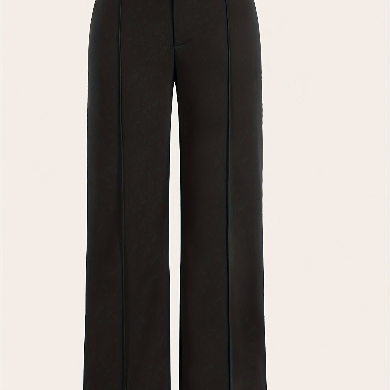 Asymmetrical High Waist Pants, Elegant Solid Color Straight Leg Pants For Spring & Fall, Women's Clothing