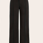 Asymmetrical High Waist Pants, Elegant Solid Color Straight Leg Pants For Spring & Fall, Women's Clothing