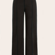 Asymmetrical High Waist Pants, Elegant Solid Color Straight Leg Pants For Spring & Fall, Women's Clothing